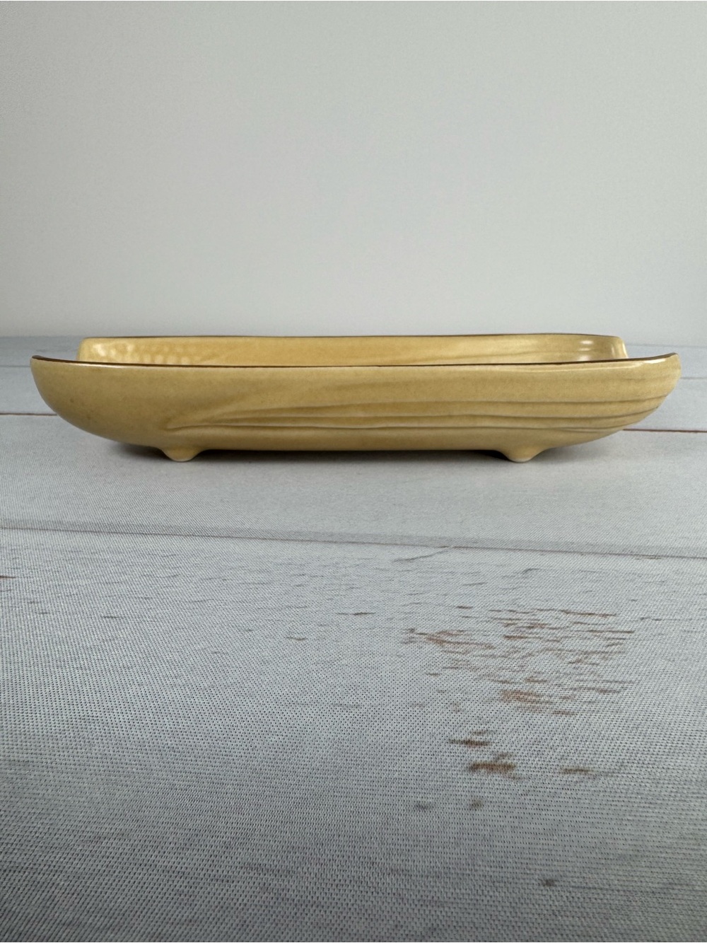 Vintage Pfaltzgraff Village Corn on the Cob Relish Dish #46 Cream Brown Trim - Picture 3 of 9